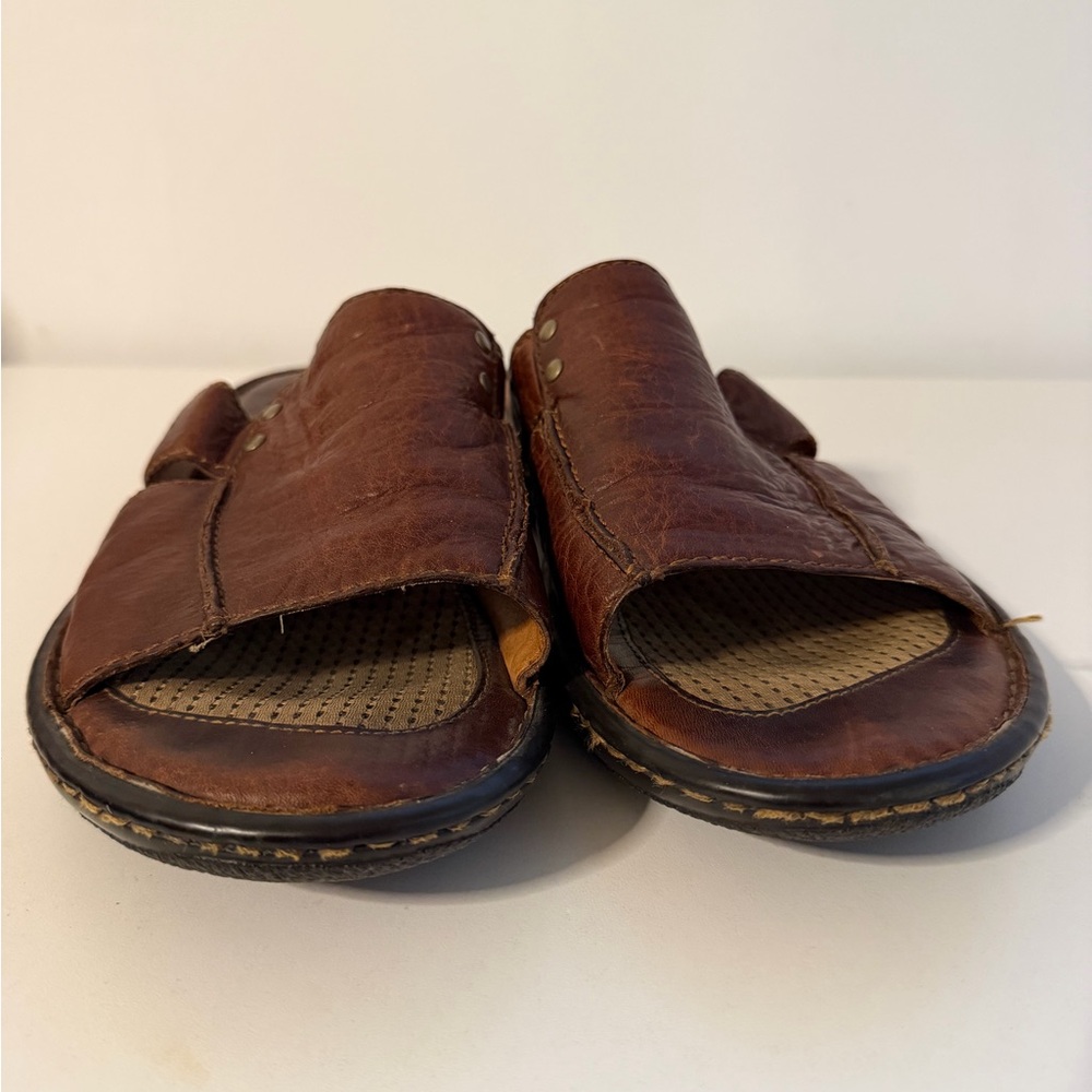 Born Men's Size 9  Leather Slide Sandals in Brown - Picture 4 of 15